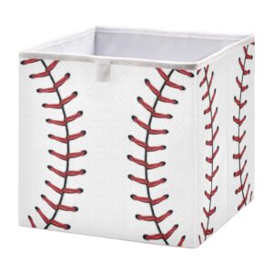 domiking softball baseball storage baskets for shelves foldable collapsible storage box bins with fabric bins cube toys organizers for pantry bathroom baby cloth nursery,11 x 11inch