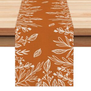 arkeny fall thanksgiving table runner 13x72 inches,orange leaves,seasonal burlap farmhouse indoor autumn table runner for home at271-72