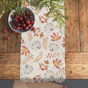 ARKENY Fall Thanksgiving Table Runner 13x72 Inches,Pumpkin Maple Leaf,Seasonal Burlap Farmhouse Indoor Autumn Table Runner for Home AT263-72