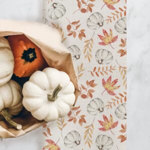 ARKENY Fall Thanksgiving Table Runner 13x72 Inches,Pumpkin Maple Leaf,Seasonal Burlap Farmhouse Indoor Autumn Table Runner for Home AT263-72