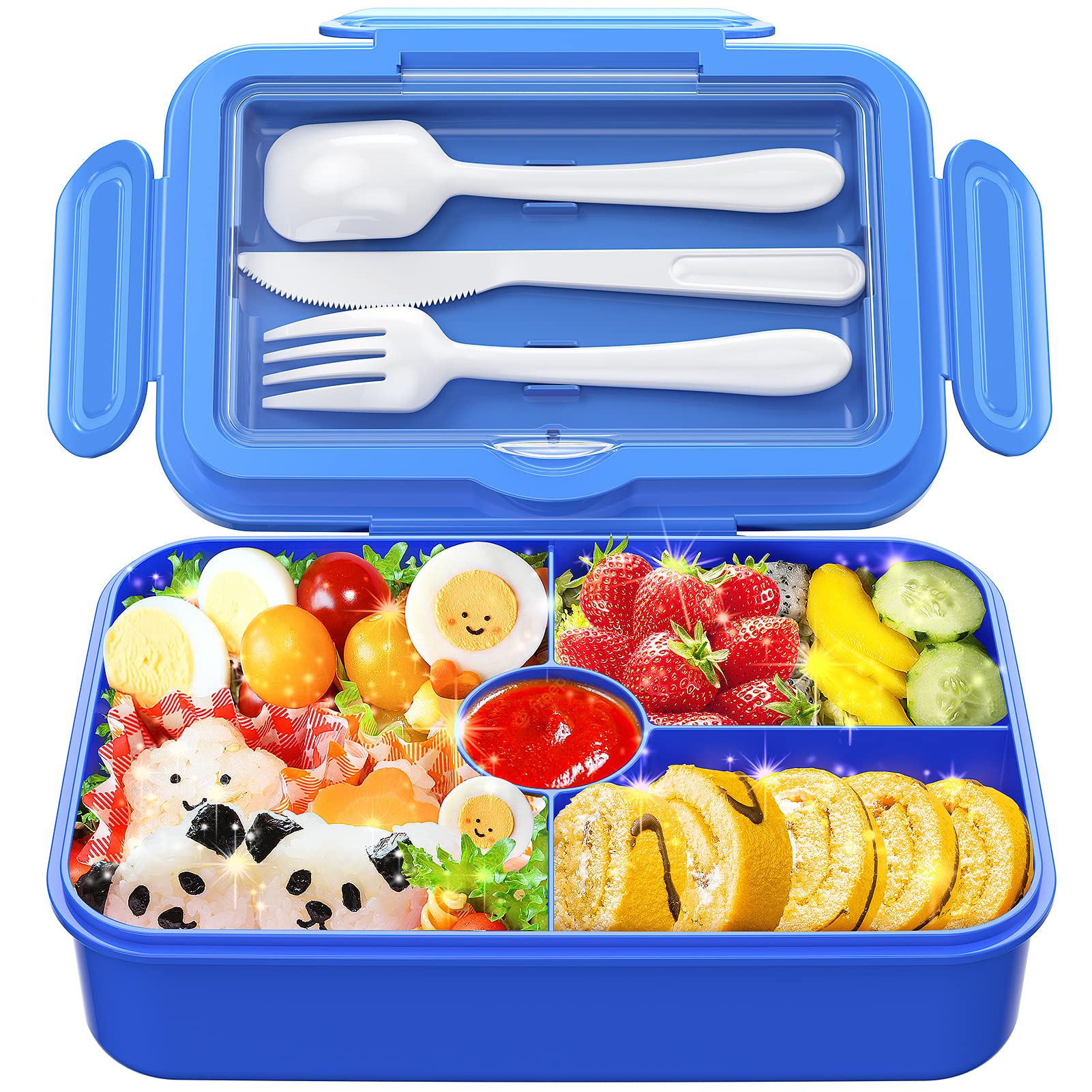 DaCool Blue Lunch Box for Kids, 7.5 Cups, BPA Free, Microwave, Dishwasher and Freezer Safe