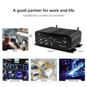 Industrial PC, Fanless Computer, 10th Gen Core i7-10510U, 32GB DDR4 RAM 512GB SSD, Industrial Mini PC HDMI+VGA Dual Display, 2Gigabit RJ45 Lan, 4USB3.0, 2RS232 Com, 4RS485 Com, Dual Band WiFi, BT