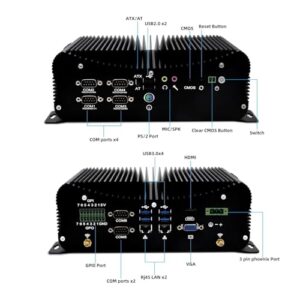 Industrial PC, Fanless Computer, 10th Gen Core i7-10510U, 32GB DDR4 RAM 512GB SSD, Industrial Mini PC HDMI+VGA Dual Display, 2Gigabit RJ45 Lan, 4USB3.0, 2RS232 Com, 4RS485 Com, Dual Band WiFi, BT