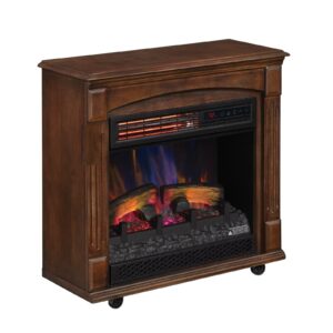 slee large room electric quartz infrared fireplace heater deluxe mantel oak/walnut(brown)