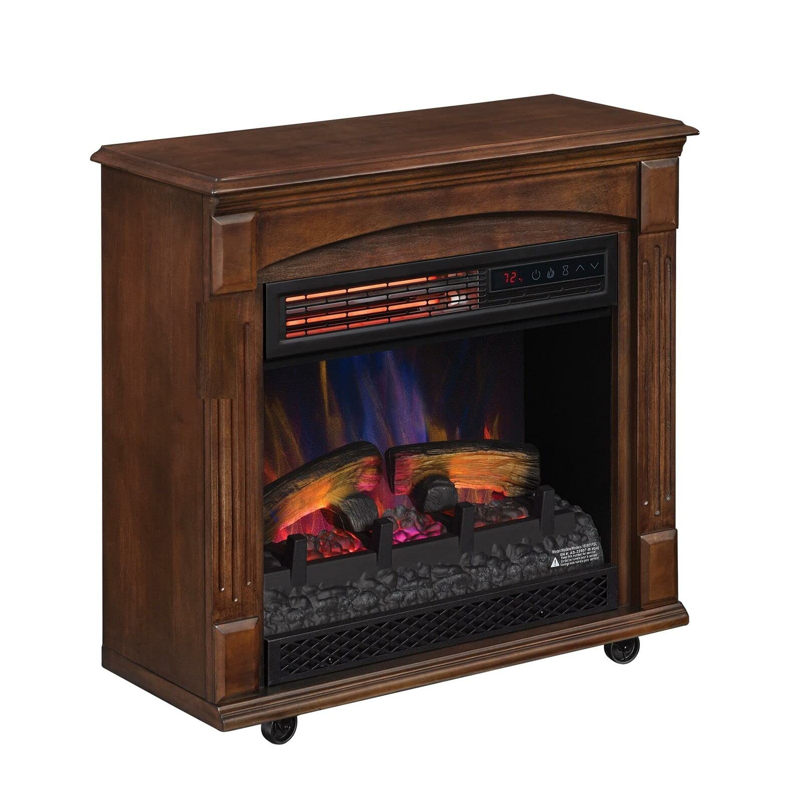 SLEE Large Room Electric Quartz Infrared Fireplace Heater Deluxe Mantel Oak/Walnut(Brown)