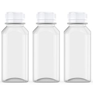 axe sickle 6 pcs 6 ounce juice bottles plastic milk bottles bulk beverage containers with tamper evident caps lids white for milk, juice, drinks and other beverage containers