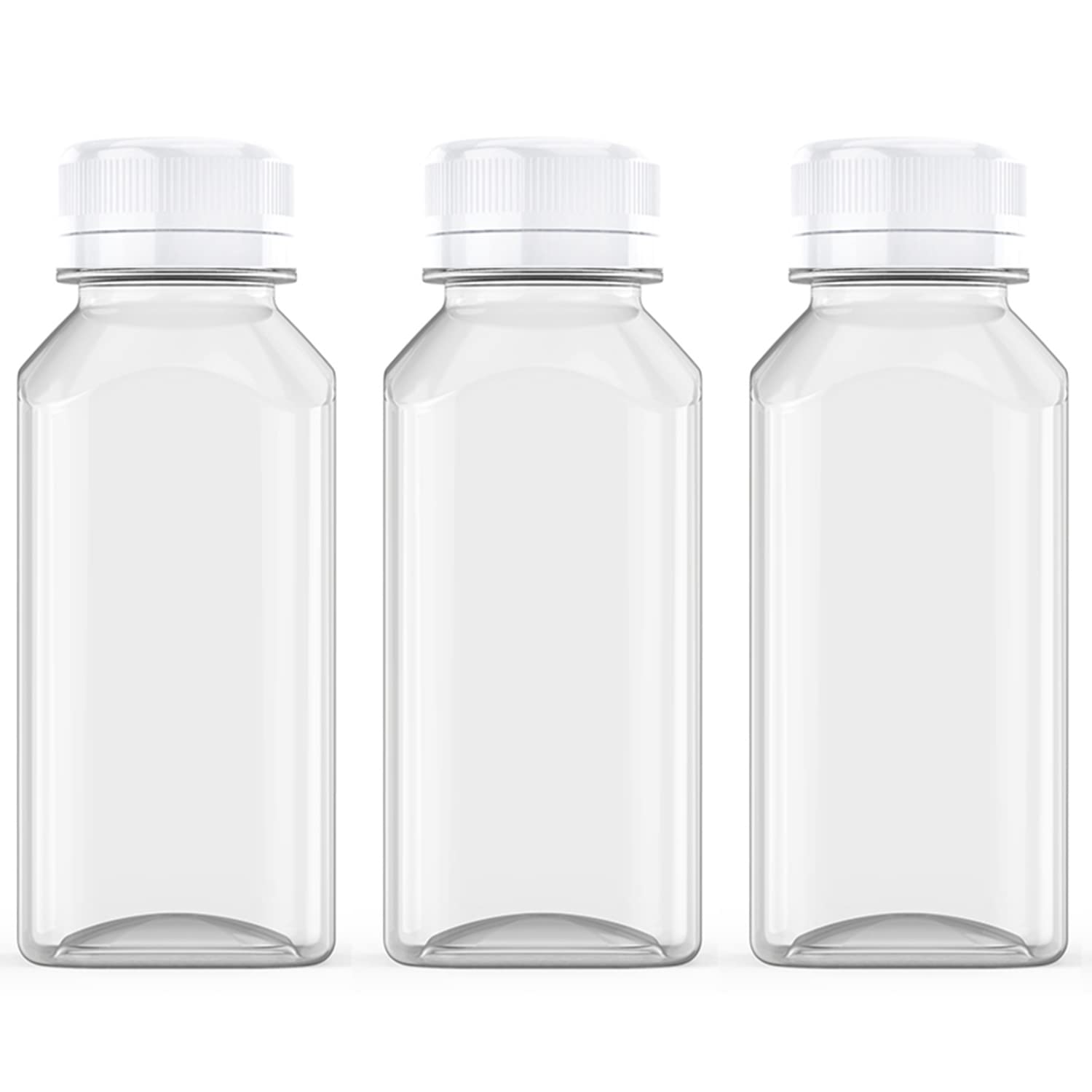 Axe Sickle 6 Pcs 6 Ounce Juice Bottles Plastic Milk Bottles Bulk Beverage Containers with Tamper Evident Caps Lids White for Milk, Juice, Drinks and Other Beverage Containers