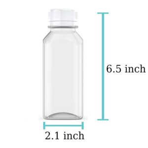 Axe Sickle 6 Pcs 6 Ounce Juice Bottles Plastic Milk Bottles Bulk Beverage Containers with Tamper Evident Caps Lids White for Milk, Juice, Drinks and Other Beverage Containers