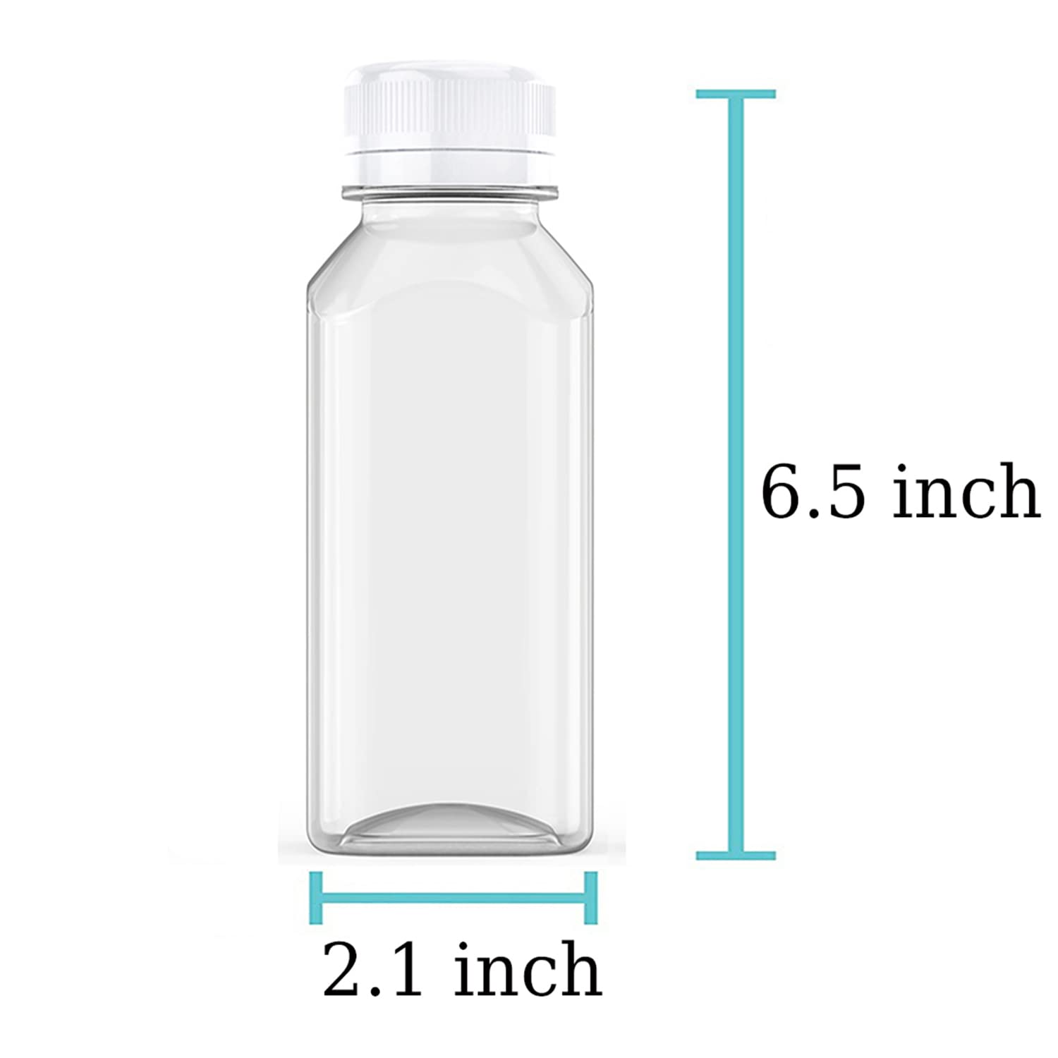 Axe Sickle 6 Pcs 6 Ounce Juice Bottles Plastic Milk Bottles Bulk Beverage Containers with Tamper Evident Caps Lids White for Milk, Juice, Drinks and Other Beverage Containers