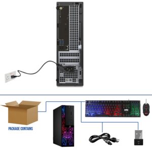 Computer Desktop PC, Intel Core i3-6100, TechMagnet Siwa 6, 16GB RAM, 240GB SSD (Fast Boot), 2TB HDD, RGB Keyboard Mouse, WiFi, 22 inch Monitor, Windows 10 Professional (Renewed)