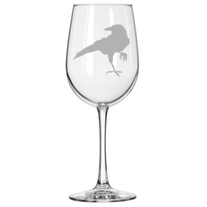 mip brand wine glass for red or white wine crow raven blackbird (16 oz tall stemmed)