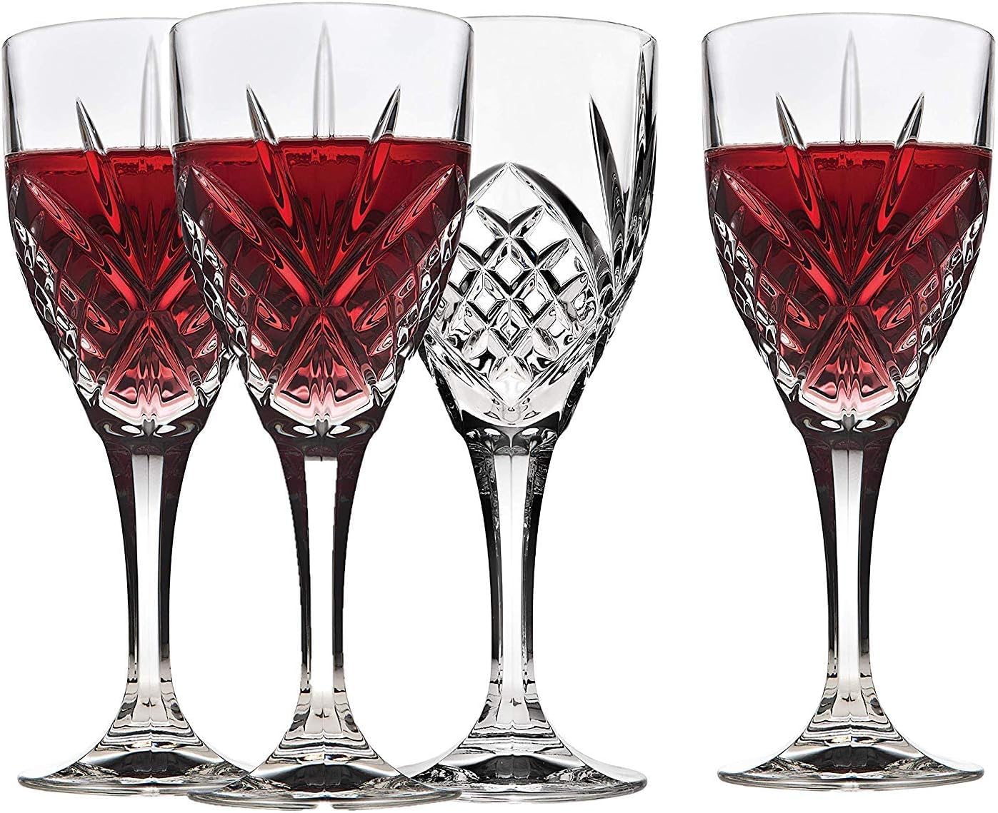 Lefonte Wine Glasses, Stemmed Wine Glasses, Glass Cups with Stem, Red Wine Glasses, Crystal Drinking Glasses, Wine Glass - Set of 4