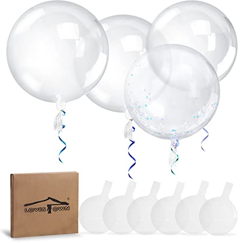 LOVESTOWN 36 Inch Clear Bobo Balloon, 10PCS Big Bubble Balloons Large Transparent Balloons for DIY Birthday Weddings School Activities Baby Shower Christmas Party Decoration