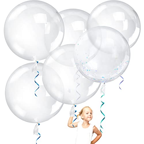 LOVESTOWN 36 Inch Clear Bobo Balloon, 10PCS Big Bubble Balloons Large Transparent Balloons for DIY Birthday Weddings School Activities Baby Shower Christmas Party Decoration