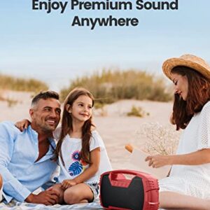 IPX7 Waterproof Bluetooth Speaker, 40W Portable Wireless Speaker, 32H Playtime, Stereo Loud Sound, Deep Bass, Outdoor Speaker with Handle, Bluetooth 5.0, Built-in Mic for Camping,Party,Pool,Beach-Red