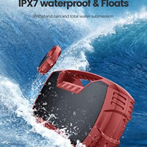 IPX7 Waterproof Bluetooth Speaker, 40W Portable Wireless Speaker, 32H Playtime, Stereo Loud Sound, Deep Bass, Outdoor Speaker with Handle, Bluetooth 5.0, Built-in Mic for Camping,Party,Pool,Beach-Red