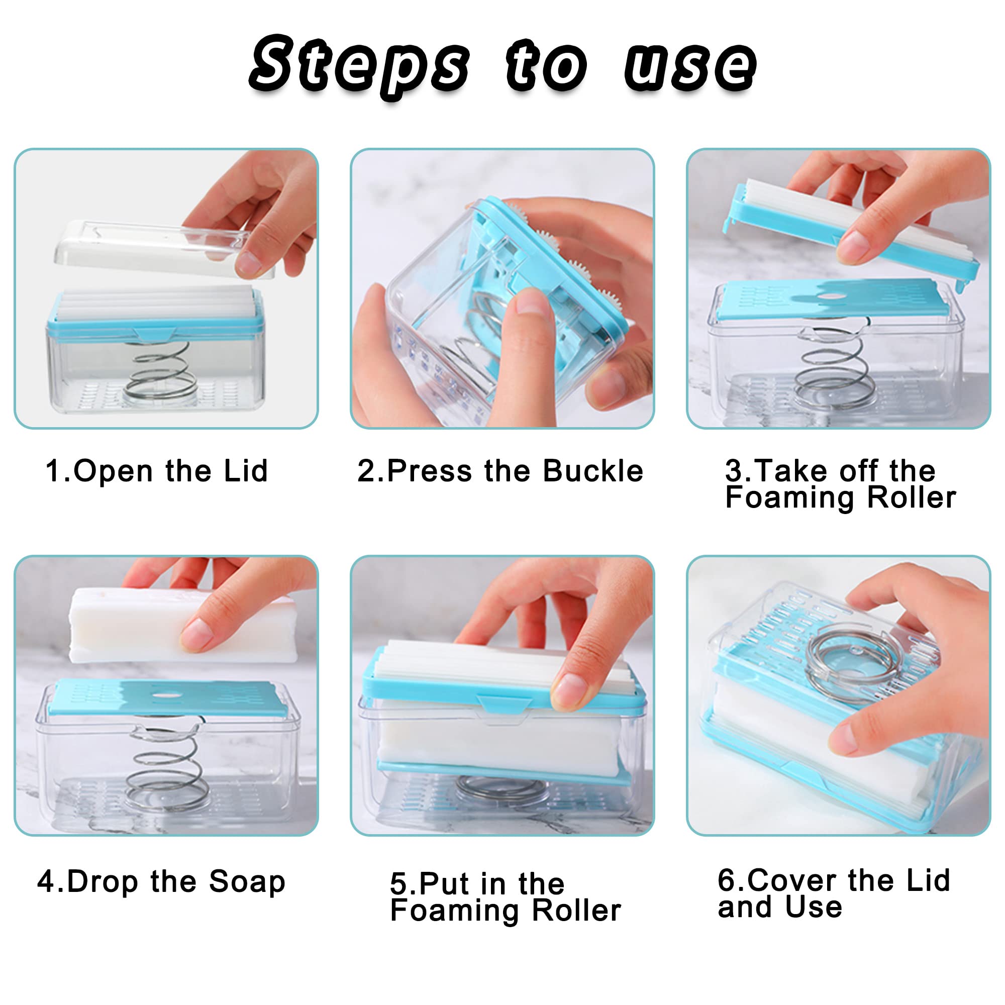 LELEMON Soap Dish with Drain Multifunctional Soap Dish Soap Cleaning Storage Foaming Box for Home Bathroom Kitchen Keep Soap Dry& Easy to Clean