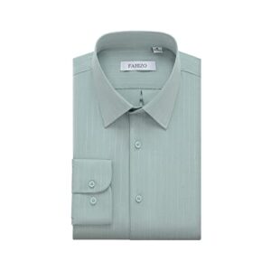 fahizo men's dress shirt regular fit casual long sleeve stripe stretch soild, green-3xl