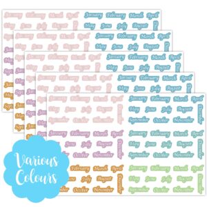 360 Pcs Month Stickers 12 Months of The Year Label Stickers Foiled Decorative Seasonal Stickers Removable Monthly Planner Stickers Monthly Stickers for Planner Journals Calendar Notebooks