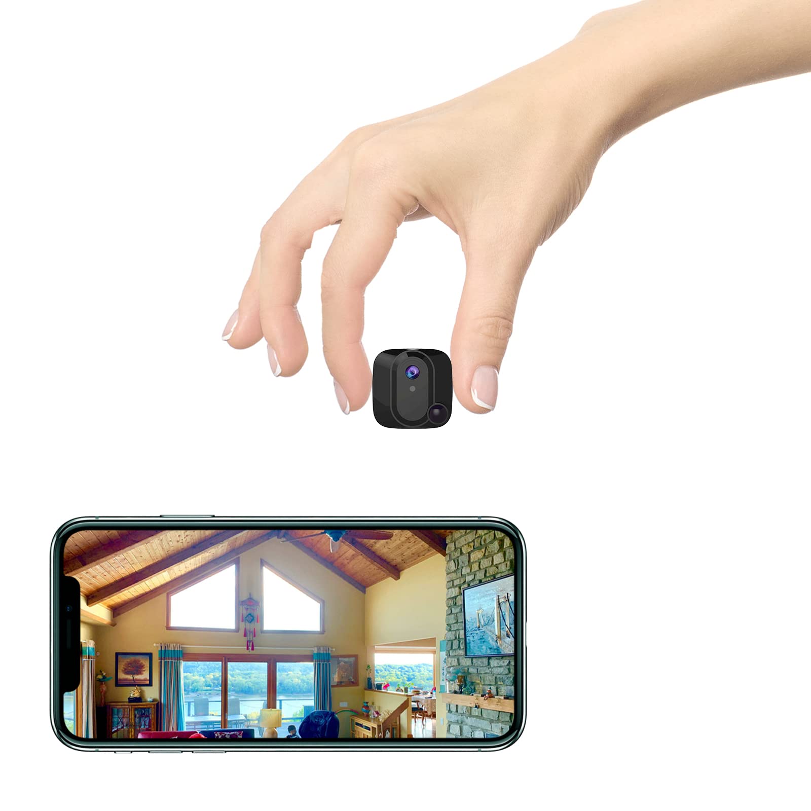 Mini Spy Hidden Camera 4K WiFi Nanny Cam Wireless PIR Small Home Security Cameras with Live Feed 100 Days Standby Motion Detection Alerts Auto Night Vision Tiny Secret Surveillance Camera for Indoor