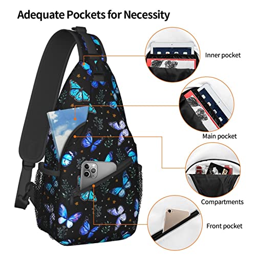 Nmbvcxz Butterflies Sling Bags Crossbody bags for Women Men Sling Backpack Travel Hiking Daypack Chest Shoulder Bag