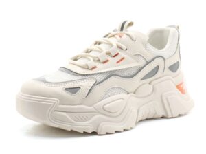 vaxav women's comfortable mesh platform sneakers casual jogging walking shoes size 5.5 beige