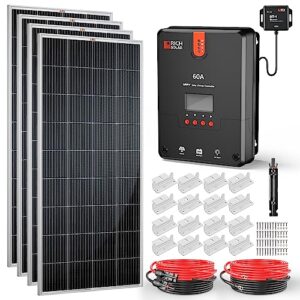 rich solar 800 watt 12v solar kit contains 4 high efficiency 200w monocrystalline panels with 9 busbars and our 60a mppt controller