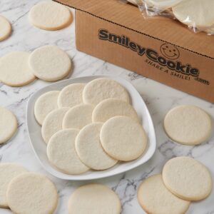 50-Pack Nut-Free Uniced Round Shaped Smiley Cookie Sugar Cookies