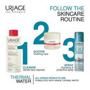 Uriage Thermal Micellar Water for Sensitive Skin 17 fl.oz. | Oil- free Cleansing Care - Gentle Makeup Remover, Suitable for Sensitive Skin | Removes Excess of Dirt and Makeup While Soothing the Skin