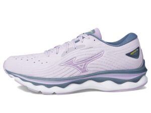 mizuno women's wave sky 6 running shoe, pastel lilac/white, 8