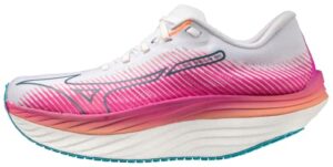 mizuno women's wave rebellion pro running shoe, white/silver, 7.5