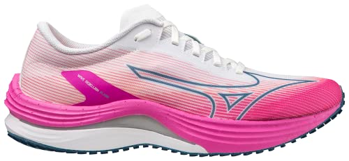 Mizuno Women's Wave Rebellion Flash Running Shoe, White/Silver, 8