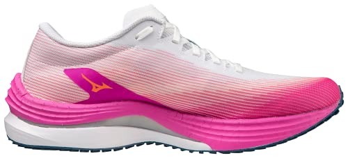 Mizuno Women's Wave Rebellion Flash Running Shoe, White/Silver, 8