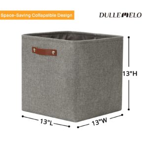 DULLEMELO Collapsible Bundle Baskets 2 Narrow Baskets 15"x6"x5.5" + 4 Cube Baskets 13"x13"x13"（Grey)