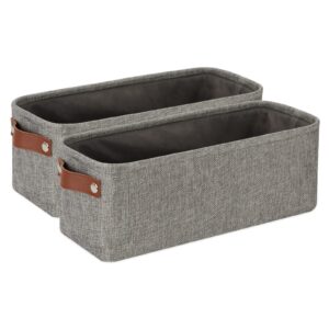 DULLEMELO Collapsible Bundle Baskets 2 Narrow Baskets 15"x6"x5.5" + 4 Cube Baskets 13"x13"x13"（Grey)