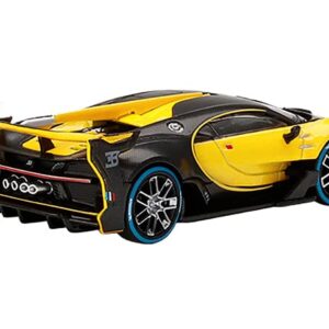 MINI GT Bugatti Vision Gran Turismo Yellow and Carbon 1/64 Diecast Model Car by True Scale Miniatures MGT00317