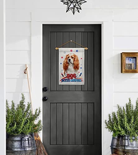 Breeze Decor Patriotic Cavalier King Spaniel Garden Flag-Set Wood Dowel Dog Puppy Spoiled Paw Canine Fur Pet Nature Farm Animal Creature House Banner Small Yard Gift Double-Sided, Made in USA