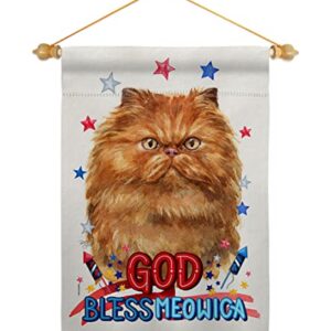 Breeze Decor Patriotic Tan Persian Garden Flag Set Wood Dowel Cat Kitten Meow Spoiled Paw Fur Pet Nature Farm Animal Creature House Banner Small Yard Gift Double-Sided, Made in USA