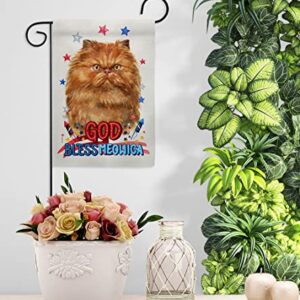 Breeze Decor Patriotic Tan Persian Garden Flag Set Wood Dowel Cat Kitten Meow Spoiled Paw Fur Pet Nature Farm Animal Creature House Banner Small Yard Gift Double-Sided, Made in USA