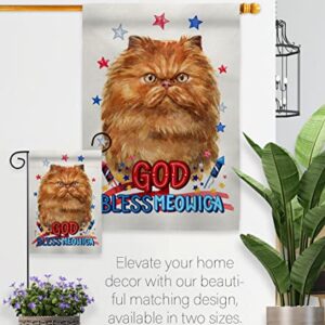 Breeze Decor Patriotic Tan Persian Garden Flag Set Wood Dowel Cat Kitten Meow Spoiled Paw Fur Pet Nature Farm Animal Creature House Banner Small Yard Gift Double-Sided, Made in USA