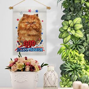 Breeze Decor Patriotic Tan Persian Garden Flag Set Wood Dowel Cat Kitten Meow Spoiled Paw Fur Pet Nature Farm Animal Creature House Banner Small Yard Gift Double-Sided, Made in USA