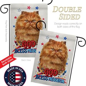 Breeze Decor Patriotic Tan Persian Garden Flag Set Wood Dowel Cat Kitten Meow Spoiled Paw Fur Pet Nature Farm Animal Creature House Banner Small Yard Gift Double-Sided, Made in USA