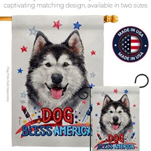 Breeze Decor Patriotic Siberian Husky Garden Flag Set Wood Dowel Dog Puppy Spoiled Paw Canine Fur Pet Nature Farm Animal Creature House Banner Small Yard Gift Double-Sided, Made in USA