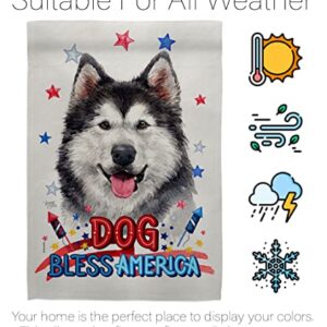 Breeze Decor Patriotic Siberian Husky Garden Flag Set Wood Dowel Dog Puppy Spoiled Paw Canine Fur Pet Nature Farm Animal Creature House Banner Small Yard Gift Double-Sided, Made in USA