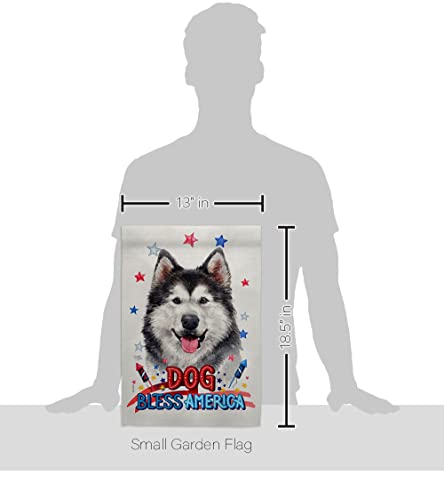 Breeze Decor Patriotic Siberian Husky Garden Flag Set Wood Dowel Dog Puppy Spoiled Paw Canine Fur Pet Nature Farm Animal Creature House Banner Small Yard Gift Double-Sided, Made in USA