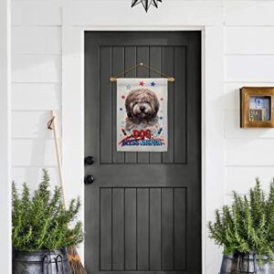 Breeze Decor Patriotic Brindle Tibetan Terrier Garden Flag-Set Wood Dowel Dog Puppy Spoiled Paw Canine Fur Pet Nature Farm Animal Creature House Banner Small Yard Gift Double-Sided, Made in USA