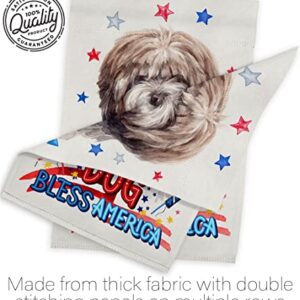 Breeze Decor Patriotic Brindle Tibetan Terrier Garden Flag-Set Wood Dowel Dog Puppy Spoiled Paw Canine Fur Pet Nature Farm Animal Creature House Banner Small Yard Gift Double-Sided, Made in USA