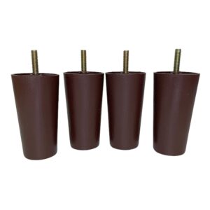 profurnitureparts 4" inch brown round tapered plastic sofa couch chair legs set of 4 (4.0)