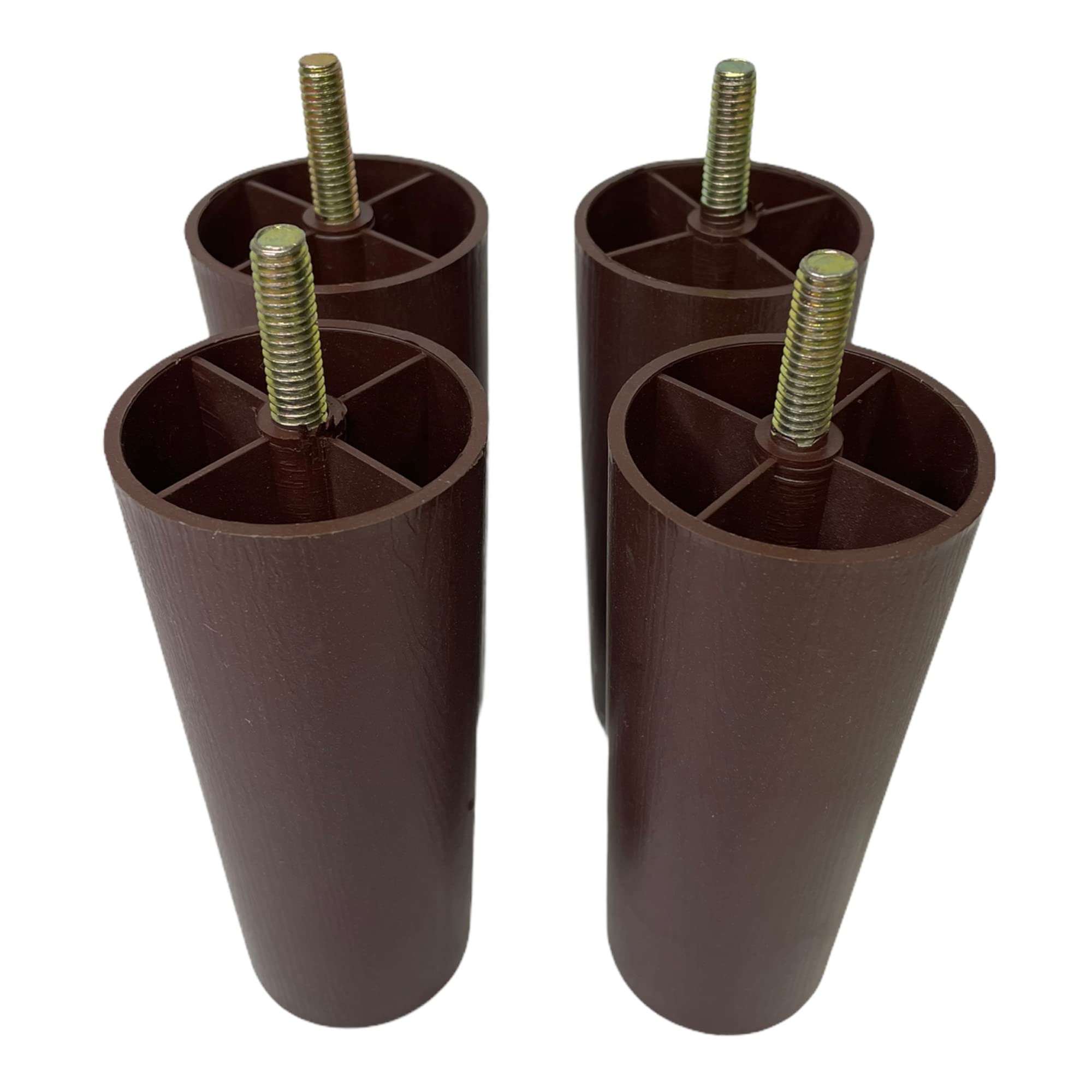 ProFurnitureParts 5" Inch Brown Round Tapered Plastic Sofa Couch Chair Legs Set of 4 (5.0)