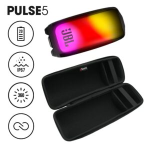 JBL Pulse 5 Waterproof Portable Bluetooth Speaker with 360 Color LED and gSport Case (Black)